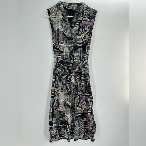 Bitte Kai Rand Printed Dress Tie Waist Button Down With Pockets Size Medium - Picture 3 of 10